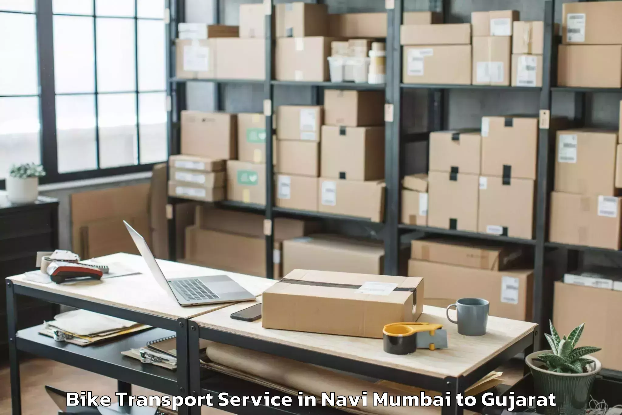 Book Navi Mumbai to Gujarat University Ahmedabad Bike Transport